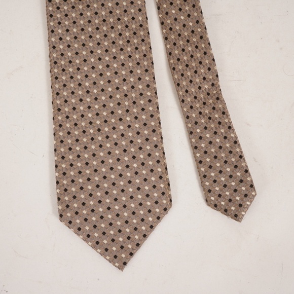 Bruno‎ Piattelli Light Brown Small Diamond Pattern Alover 100% Silk Tie - Picture 2 of 5